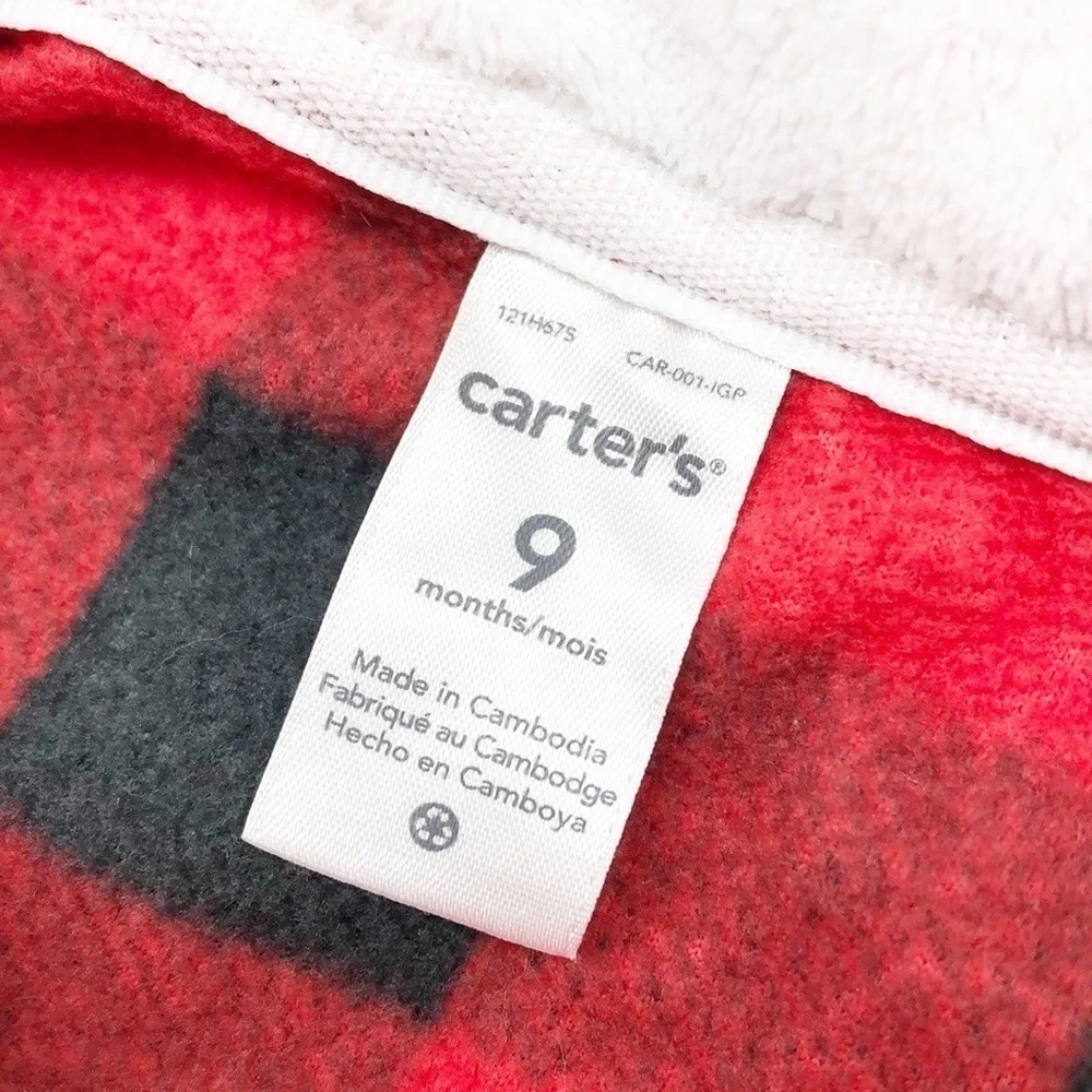 Carter's buffalo plaid fleece vest with hood